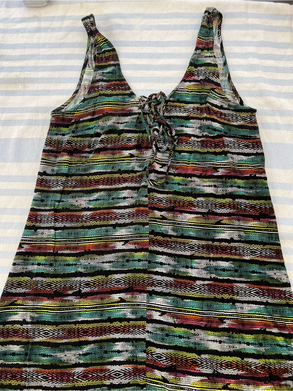 Brass Plum Striped Multi-Color Tie-Front Women’s Tank Dress